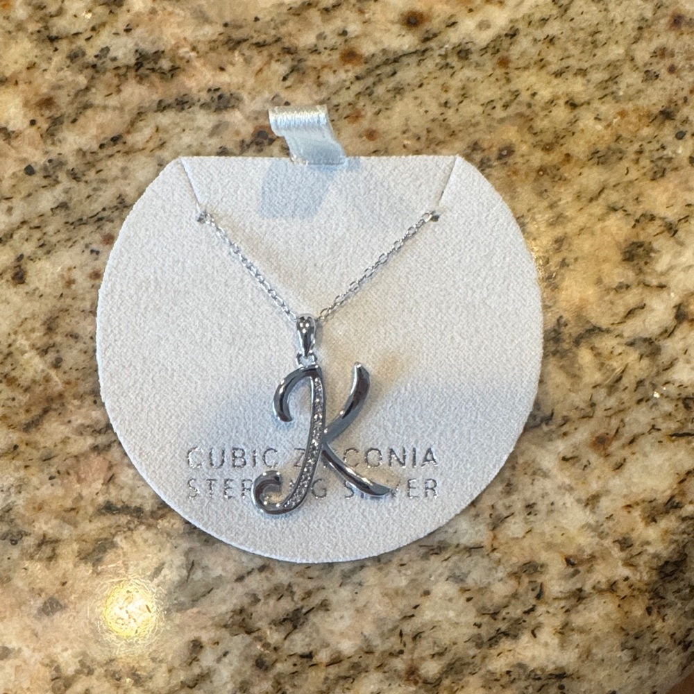 Silver Initial 'K' Pendant Necklace
